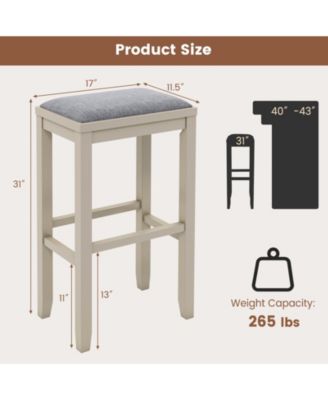 4 PCS Upholstered Wooden Bar Stools Bar Height Chairs Dining