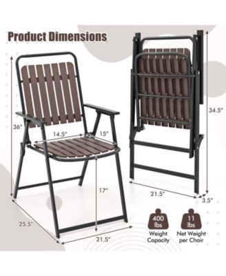 4 pcs Patio Folding Chairs Portable Outdoor Dining Chairs w/ PP Seat & Back