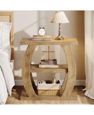 3-Tier End Table for Living Room, Narrow Side Table, Farmhouse Wooden Beside Table, Tall Nightstand