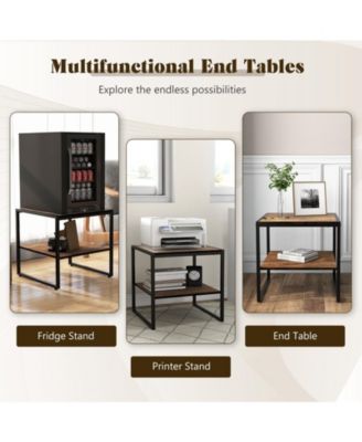 2PCS 2-Tier End Side Sofa Coffee Table 20'' Square Table for Living Room Bedroom