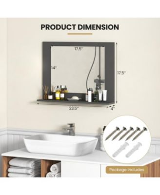 23.5x17.5 Inch Rectangle Bathroom Mirror with Wood Shelf