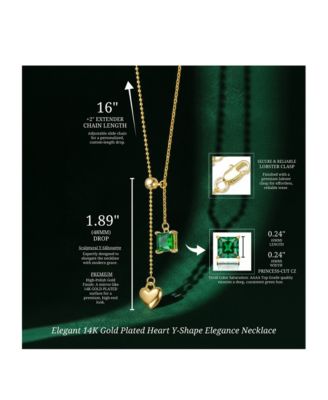Elegant 14K Gold Plated Heart Y-Shape Elegance Necklace