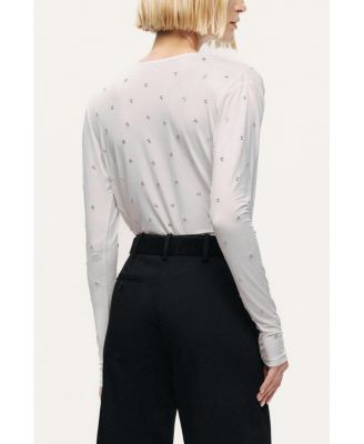 Women's Embellished V-Neck Long-Sleeve Bodysuit