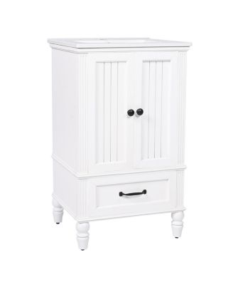 Bathroom Vanity with Sink, Cabinet with Doors and Drawer, Magnetic Door and Adjustable Feet for Small Bathrooms