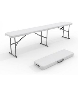 6 Foot Portable Folding Bench, Fold in Half Design, Foldable Plastic Bench with HDPE Seat   Carrying Handle