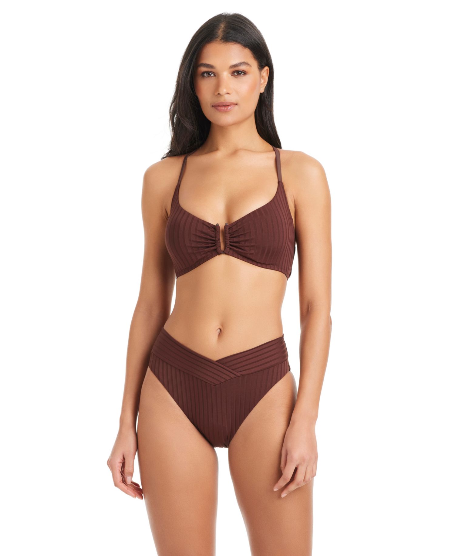 Women's Refresh Ribbed Tie-Back Underwire Bikini Top and Moderate-Coverage Swim Bottoms