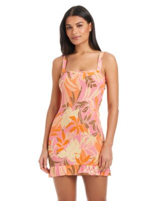 Women's Smocked Square Neck Cover-Up Dress