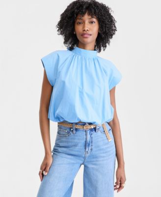 Women's Cotton High-Neck Bubble Top