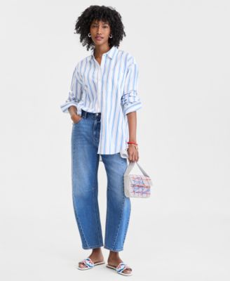 Women's Cotton Poplin Oversized Button Down Shirt