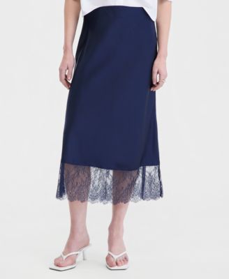 Women's Lace-Hem Midi Slip Skirt