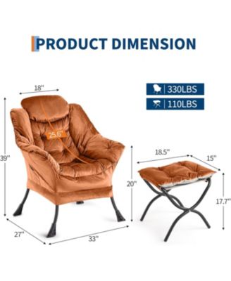 Lazy Chair with Ottoman, Modern Lounge Leisure Sofa Armchair with Footrest,Reading Armchair with Side Pocket for Living Room, Bedroom