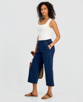 Women's Cropped High Rise Wide-Leg Jeans