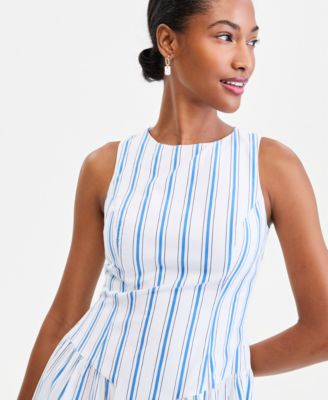 sachin and babi light blue dress Ralph Lauren + Striped Waffle-Knit Drop-Waist Dress main image 1
