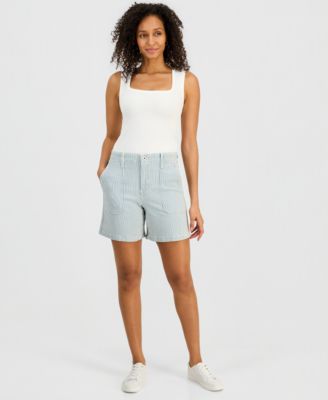 Women's High-Rise Utility Pocket Denim Shorts