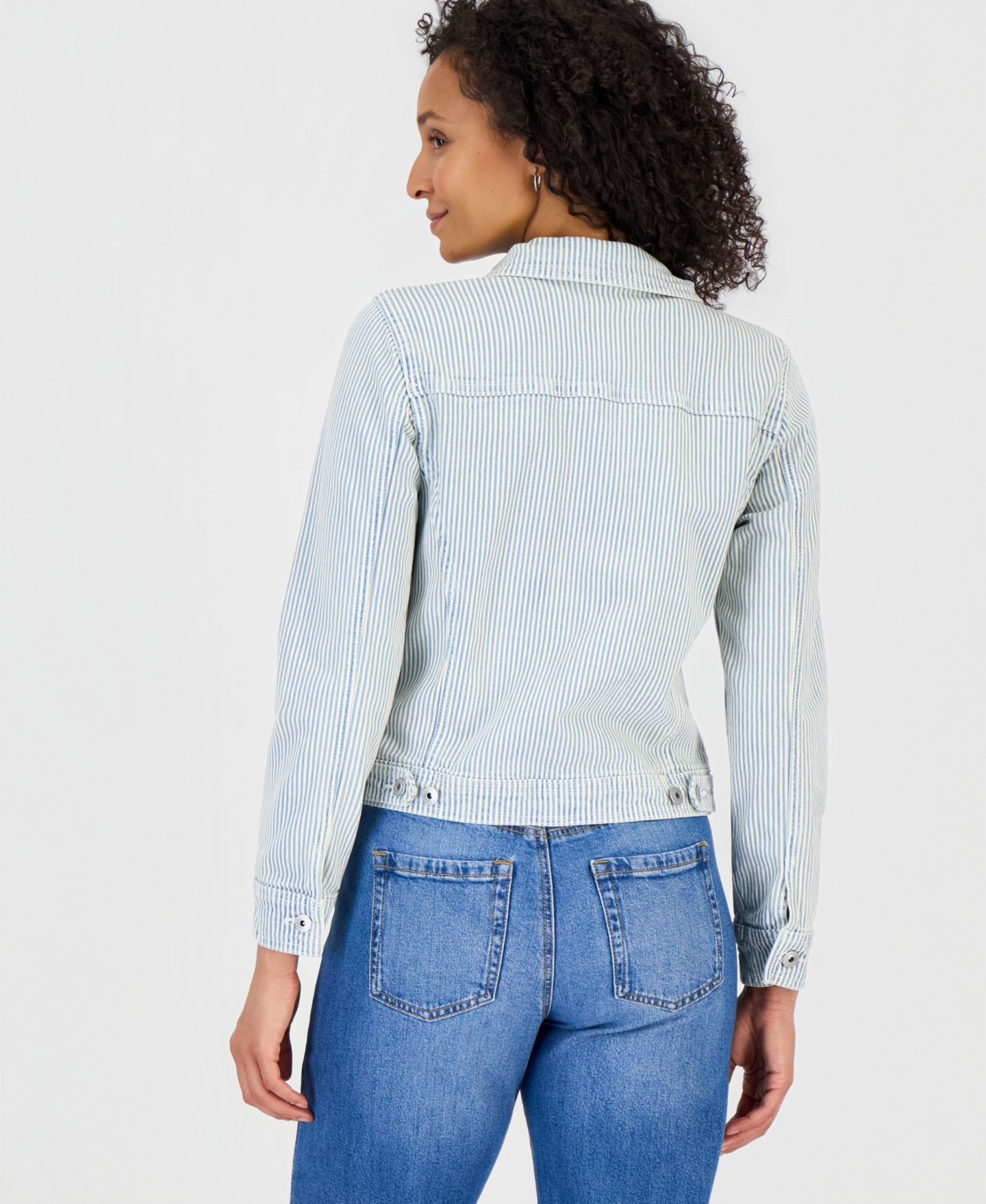 Женская куртка Style & Co Striped Denim Jacket, цвет: Светлый полосатый — фото 3