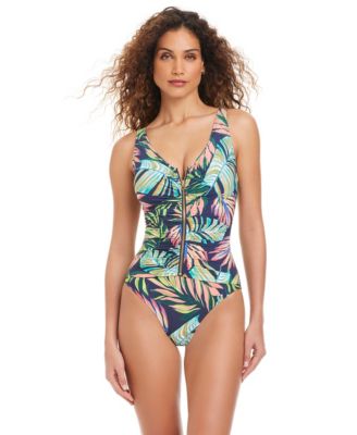 Women's Front Zipper One Piece Swimsuit