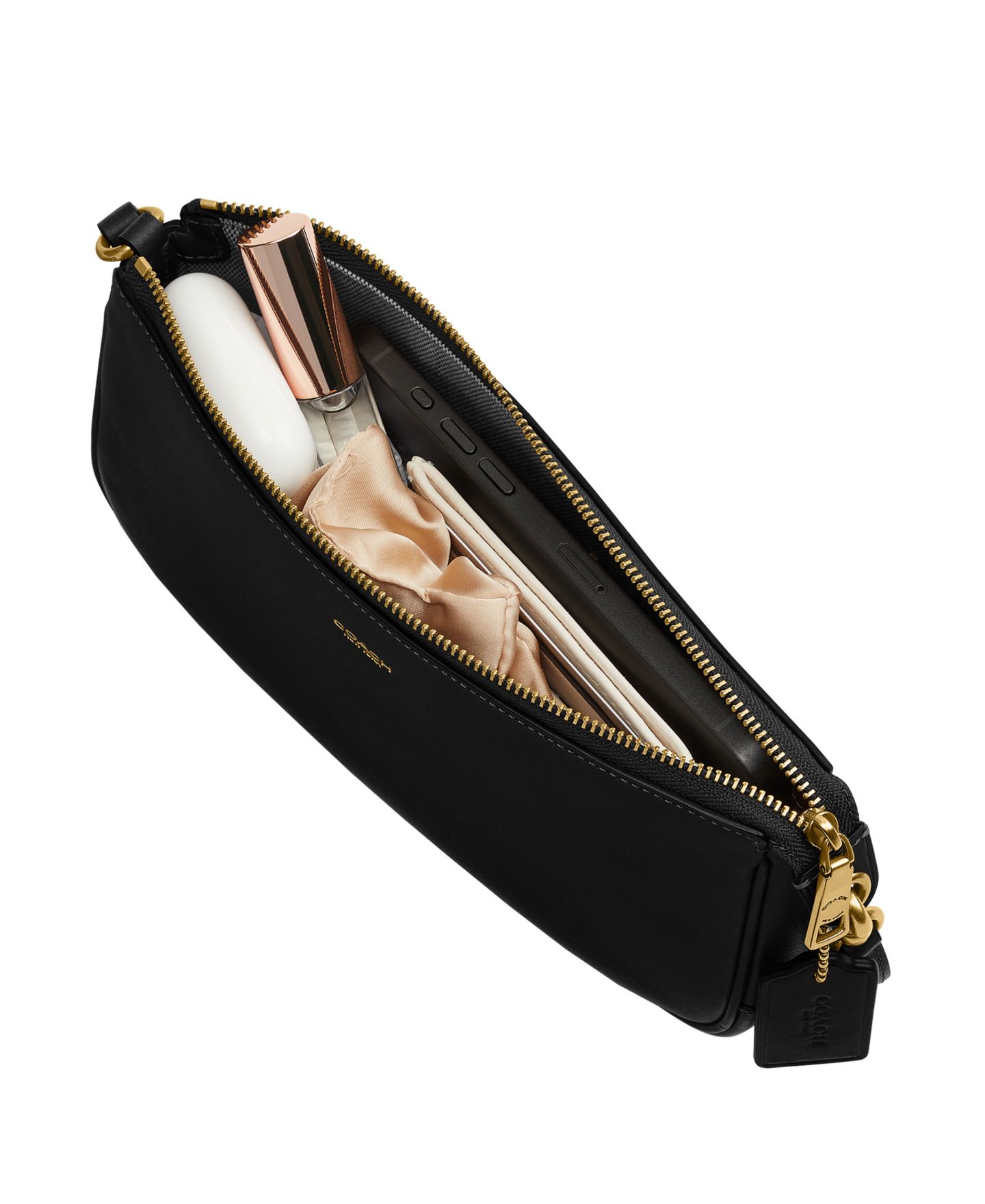 Женская сумка Coach Plaza Small Leather Slim Shoulder, цвет: Латунный / Чёрный — фото 6