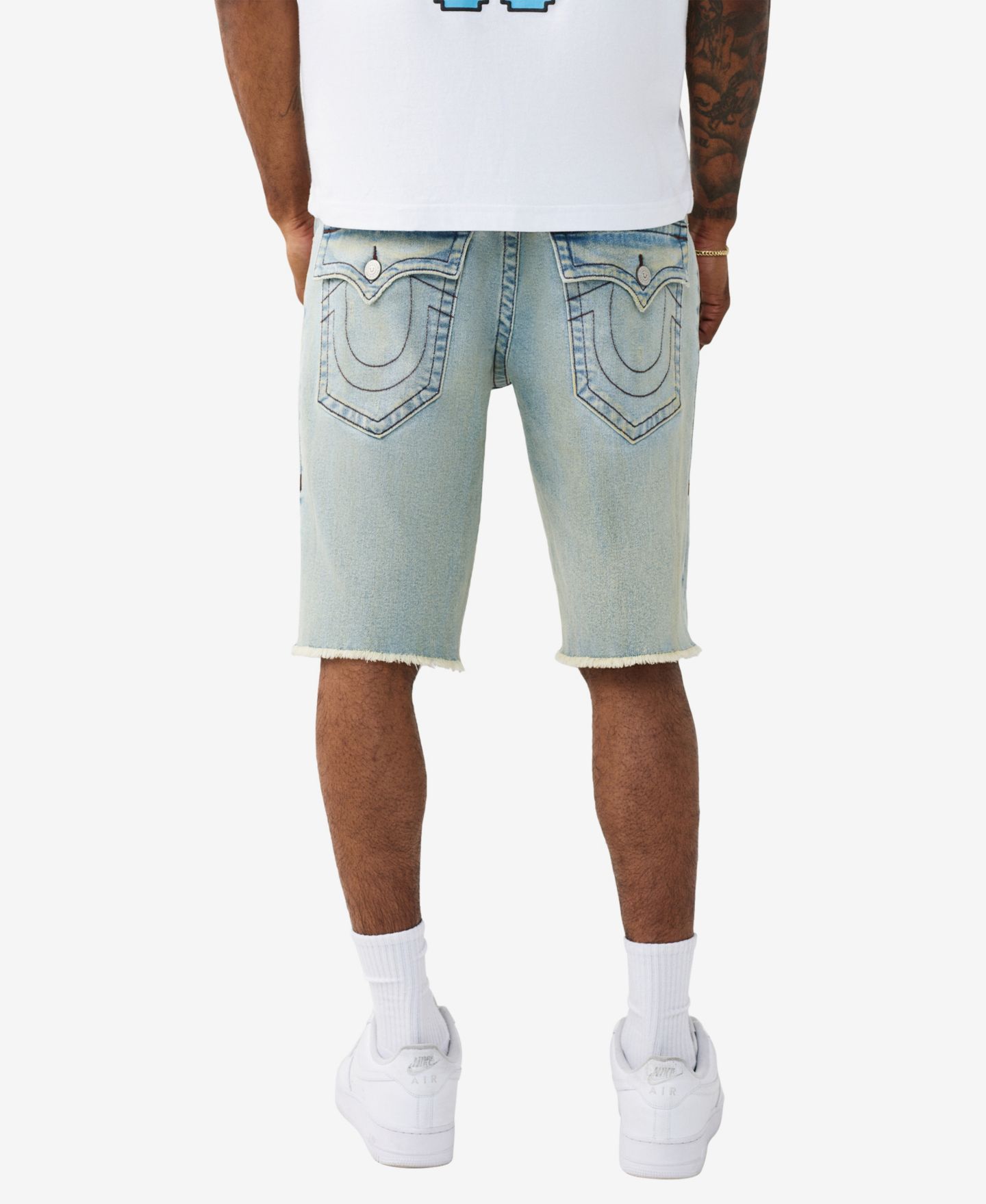 Мужские шорты True Religion Ricky Single Needle Straight Fray Hem, цвет: Выбеленная светлая варка — фото 3