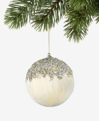 Gilded Glamour Feather with Trim Ball Ornament