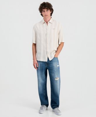 Men's Textured Jacquard Button-Up Shirt