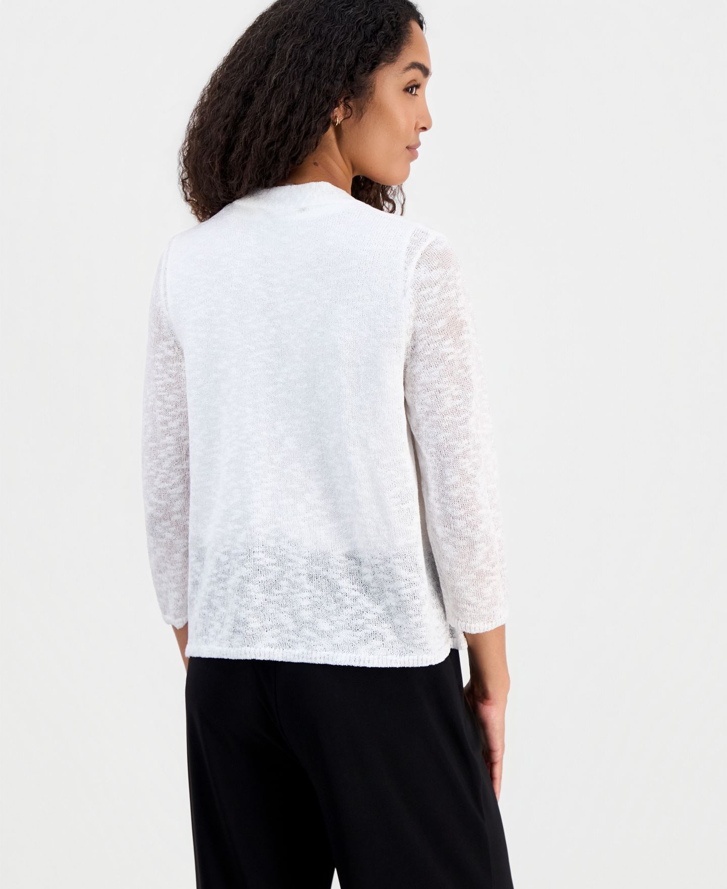 Женский кардиган Kasper Open-Front Long-Sleeve Cardigan, цвет: Ванильный ледяной — фото 4