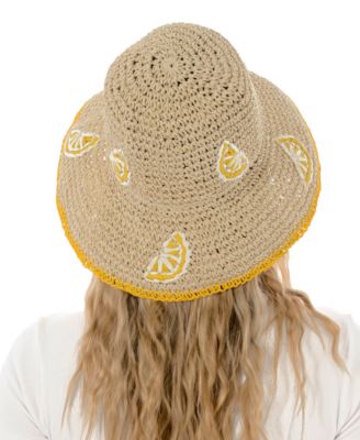 Packable Lemon Straw Bucket Hat
