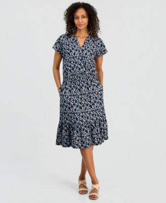 Women's Printed Knit Midi Dress