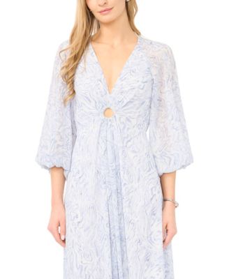 Women's Balloon-Sleeve Twist-Front Maxi Dress