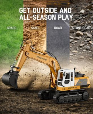 1:16 Kids' Play RC Excavators Vehicles Toys with Alloy Bucket/Lights/Sounds