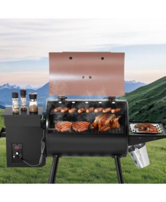 Wood Pellet Grill Smoker, 8-in-1 Outdoor BBQ, 456 Sq. In. Cooking Area, Digital Controller, Meat Probe, 500°F Max