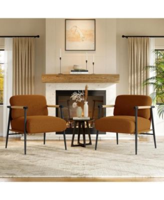 Modern Accent Chair with Metal Frame, Upholstered in Plush 420g Teddy Sherpa Fabric Cozy Reading Chair