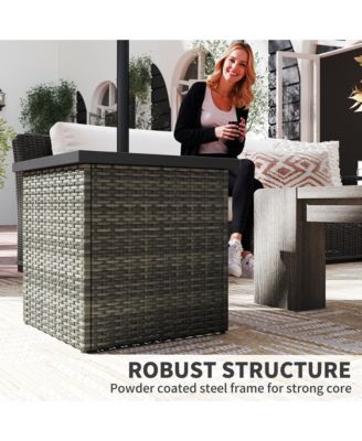 Wicker Side Table, Square PE Rat Outdoor End Table