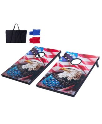 Cornhole Set, 3x2 ft MDF Wood Toss Game Boards with 8 Bean Bags and Carrying Case for Indoor and Outdoor Play