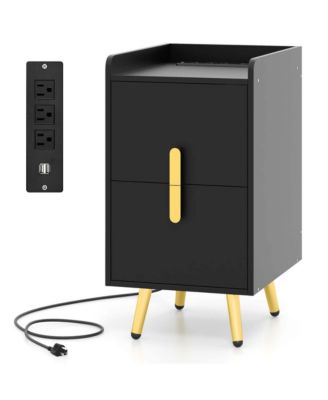 Nightstand with Charging Station Home Bedside Sofa Side Tables