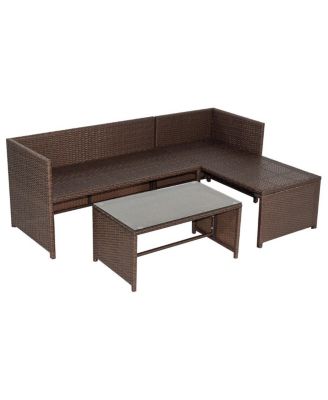 3PC Outdoor Patio Sofa Set Rattan Wicker Deck Couch Garden Furniture