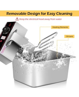 3400W Electric Countertop Deep Fryer Dual Tank Home Steel