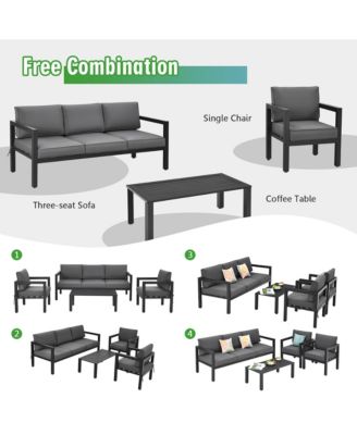 4-Piece Outdoor Patio Furniture Set Sectional Sofa Set Coffee Table