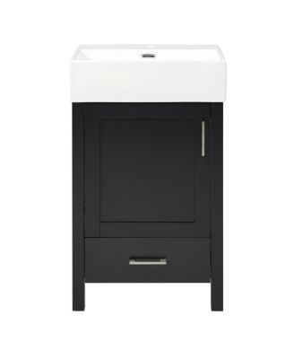 20" Modern Bathroom Vanity with Ceramic Sink, Solid Wood Frame & Drawer for Small Spaces