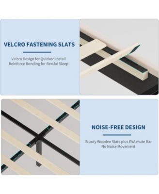 Upholstered Princess Platform Bed Frame with RGB LED Lights, Adjustable Velvet Headboard, Wooden Slat Support, No Box Spring Needed.