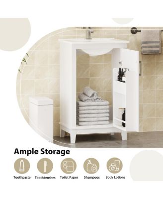 Small Bathroom Vanity Cabinet with Ceramic Sink, Soft Close Door & Ample Storage for Compact Spaces