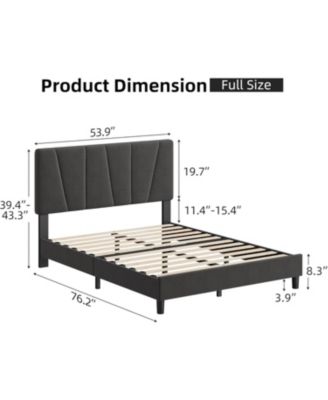 bed Frame with Adjustable Headboard – Sturdy Wooden Slats, Linen or Soft Fabric, Noise-Free, No Box Spring Needed, Easy Assembly