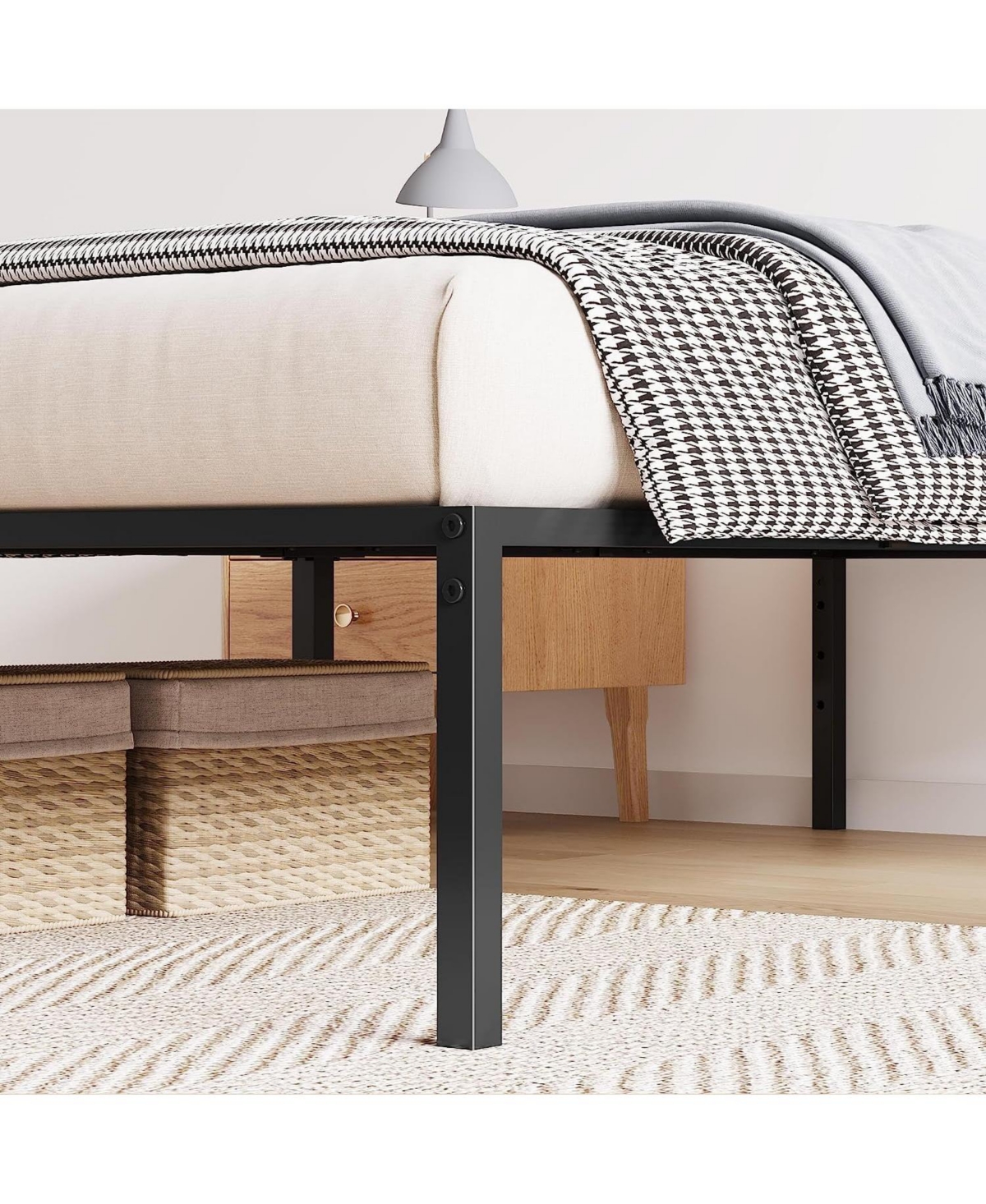 gaomon 8 Inch Metal Platform Bed Noise Free Steel Slats Heavy Duty Storage 1000 Lbs No Box Spring.