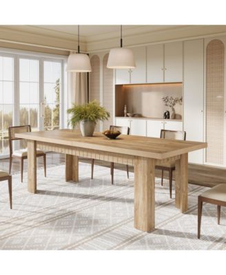 79 Inch Wood Dining Table for 6-8 People, Extra Long Kitchen Table