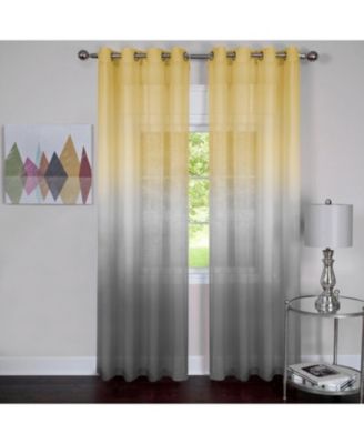 Tropical Living Semi Matte Sheer Ombre Chic Grommet Top Window Curtains - 52 in. W x 84 in. L