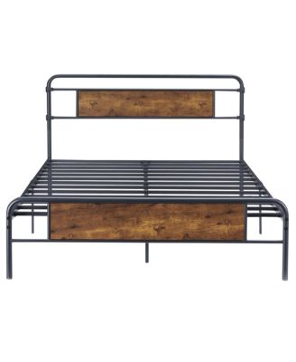 Size MDFandMetal Platform Bed-Curved Frame-Wood Slat Support-No Box Spring Needed