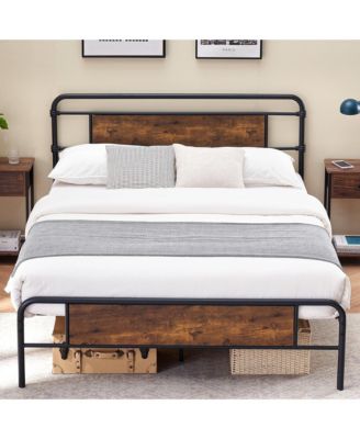 Size MDFandMetal Platform Bed-Curved Frame-Wood Slat Support-No Box Spring Needed