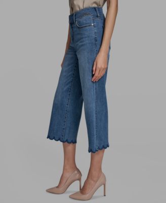 Petite Scalloped Button Mid-Rise Jeans