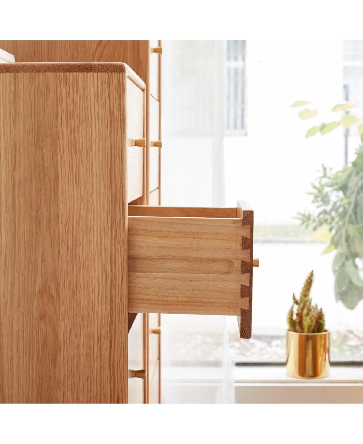 Streamdale Furniture Oak Bedside Storage Cabinet - Free-Standing, Four Drawers