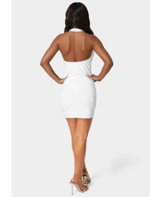 Women's Deep Cowl Neck Mini Halter Dress