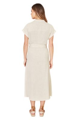 beige linen wrap dress Abbey Maxi Shirt Dress in Beige with Wine Mosaic Print – St Frock
